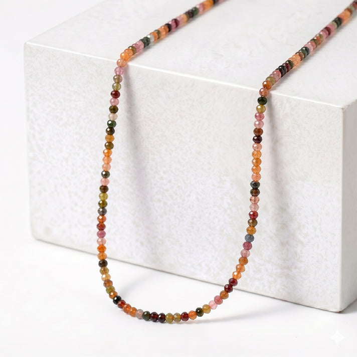 D'Joy - Multi-Tourmaline Adjustable Beads Necklace (Size - 18-2 Ext) in Rhodium Overlay Sterling Silver 45.00 Ct. 8577195 2