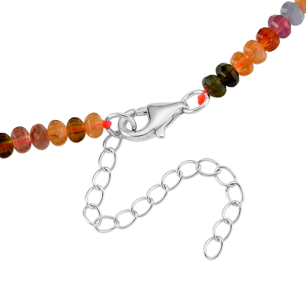 D'Joy - Multi-Tourmaline Adjustable Beads Necklace (Size - 18+2 Ext) in Rhodium Overlay Sterling Silver 45.00 Ct._8577195_4