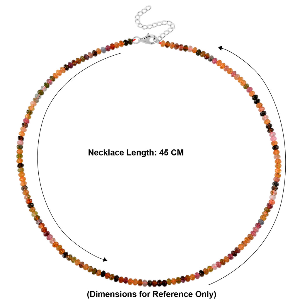 D'Joy - Multi-Tourmaline Adjustable Beads Necklace (Size - 18+2 Ext) in Rhodium Overlay Sterling Silver 45.00 Ct._8577195_5