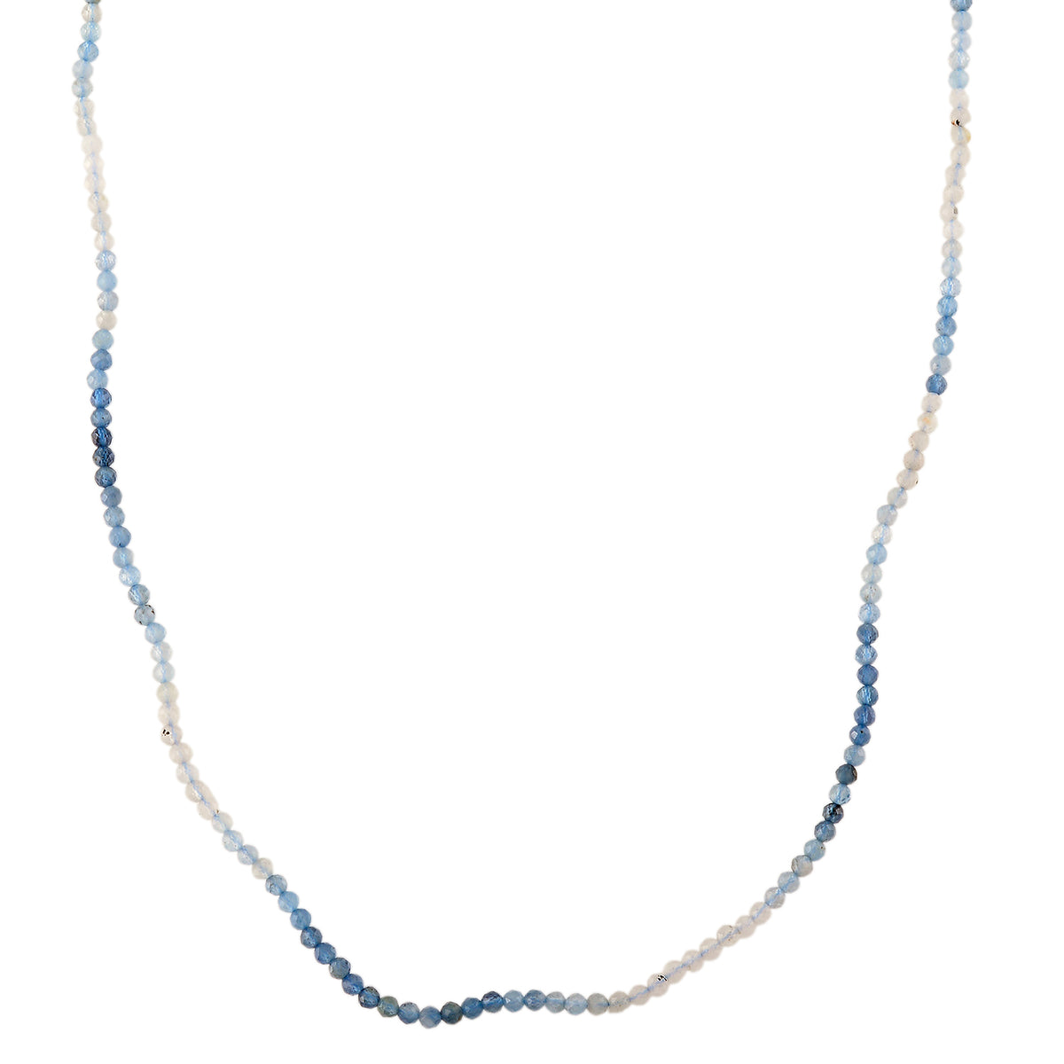 Aquamarine Beads Necklace in Rhodium Overlay Sterling Silver 28.00 Ct., V32518570 0