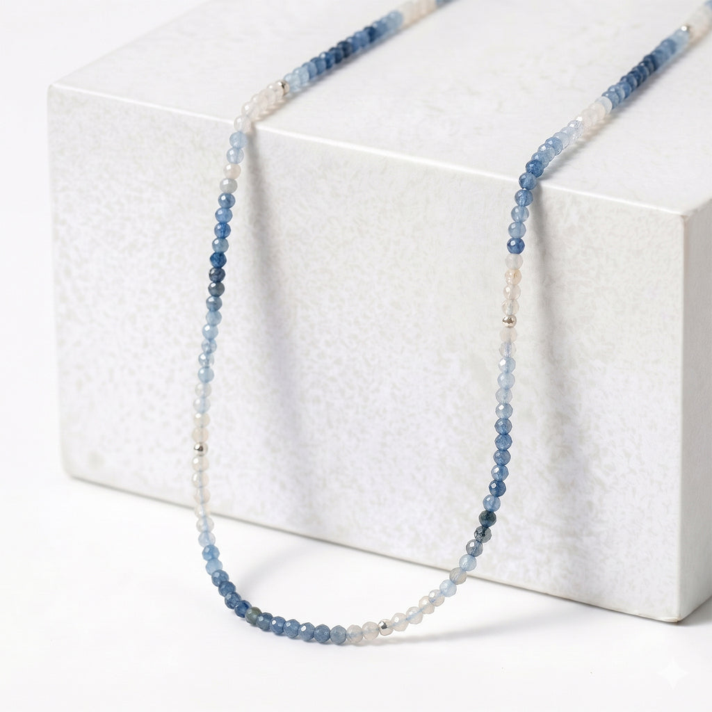 D'Joy Aquamarine Beads Necklace in Rhodium OverlaySterling Silver  28.000  Ct._8577197_1