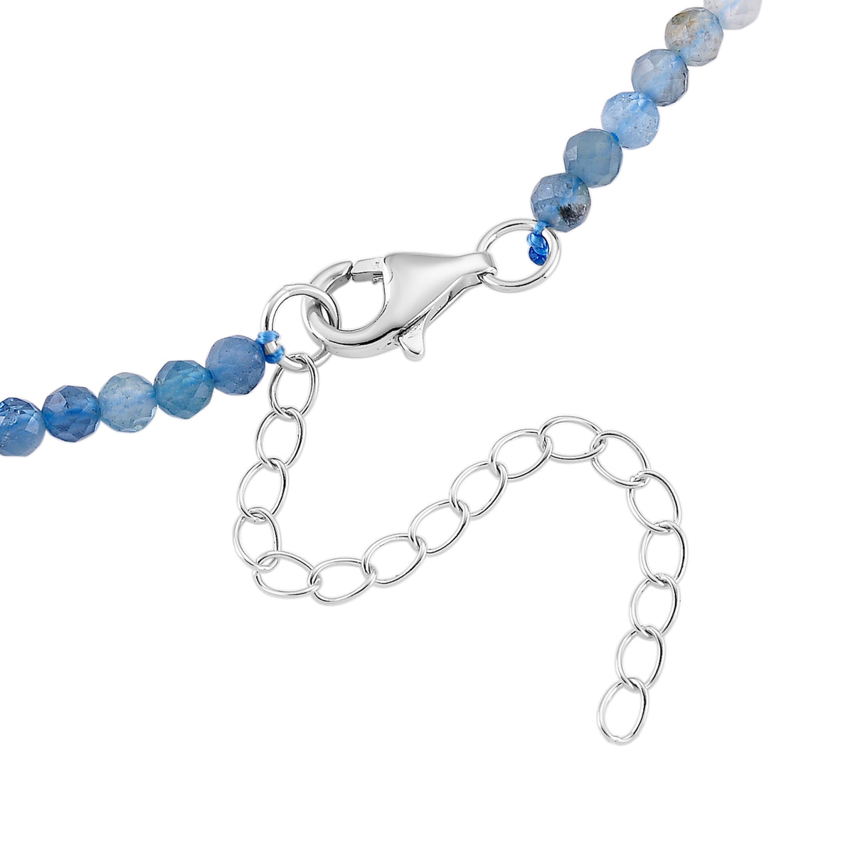 Aquamarine Beads Necklace in Rhodium Overlay Sterling Silver 28.00 Ct., V32518570 5