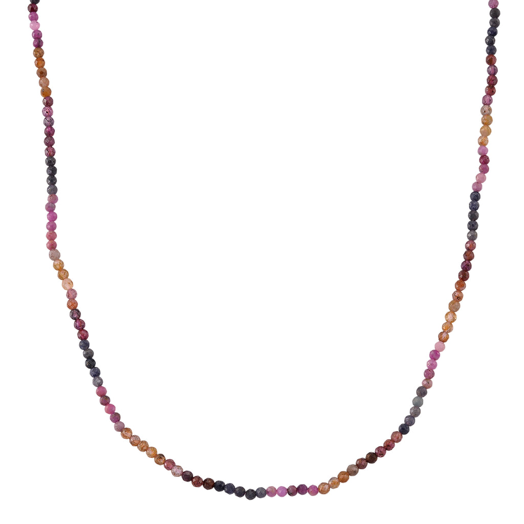 D'Joy - Multi Sapphire Adjustable Beads Necklace (Size - 18+2 Ext) in Rhodium Overlay Sterling Silver 28.00 Ct._8577198