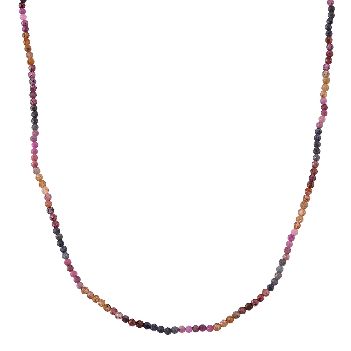 Multi Sapphire Adjustable Beads Necklace (Size - 18+2 Ext) in Rhodium Overlay Sterling Silver 28.00 Ct. V32514940 0