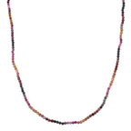 D'Joy - Multi Sapphire Adjustable Beads Necklace (Size - 18+2 Ext) in Rhodium Overlay Sterling Silver 28.00 Ct._8577198