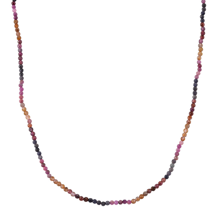 D'Joy - Multi Sapphire Adjustable Beads Necklace (Size - 18-2 Ext) in Rhodium Overlay Sterling Silver 28.00 Ct. 8577198 1