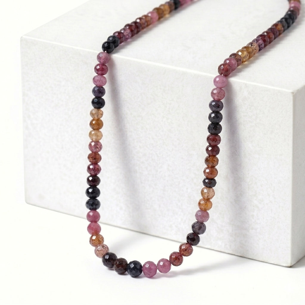 D'Joy - Multi Sapphire Adjustable Beads Necklace (Size - 18+2 Ext) in Rhodium Overlay Sterling Silver 28.00 Ct._8577198_1