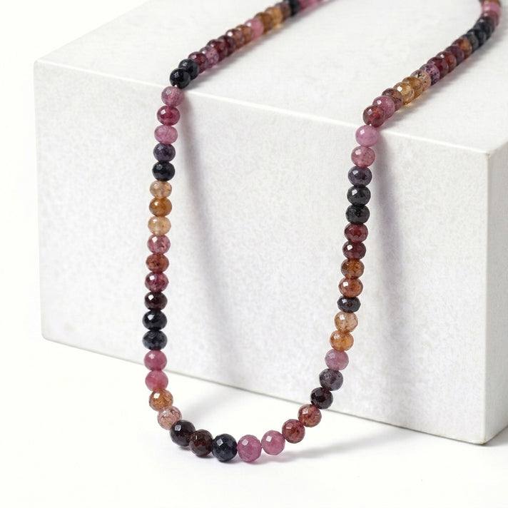 D'Joy - Multi Sapphire Adjustable Beads Necklace (Size - 18-2 Ext) in Rhodium Overlay Sterling Silver 28.00 Ct. 8577198 2
