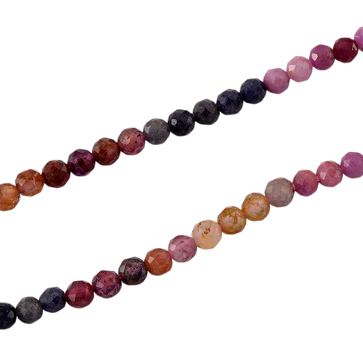 Multi Sapphire Adjustable Beads Necklace (Size - 18+2 Ext) in Rhodium Overlay Sterling Silver 28.00 Ct. V32514940 4