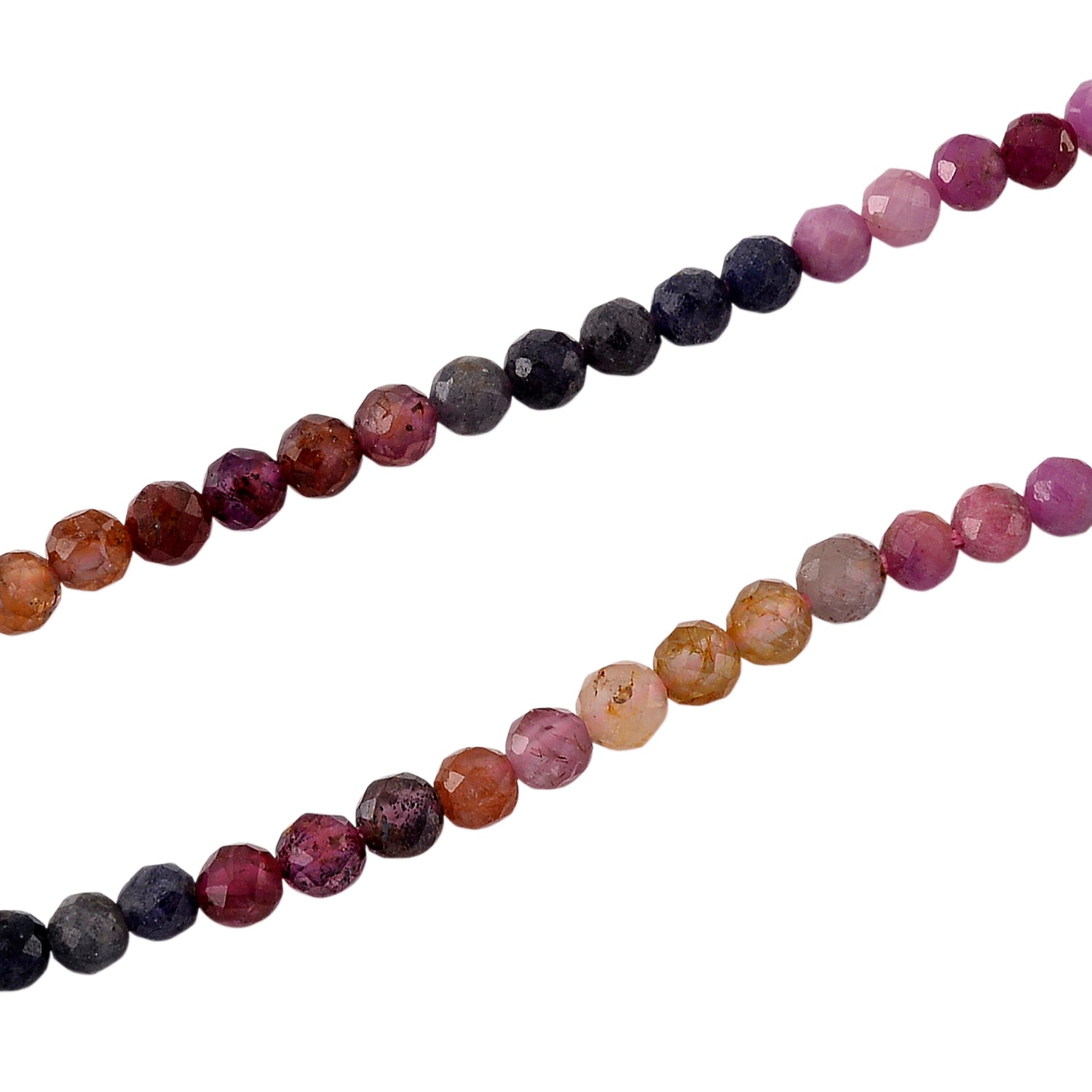 Multi Sapphire Adjustable Beads Necklace (Size - 18+2 Ext) in Rhodium Overlay Sterling Silver 28.00 Ct. V32514940 4