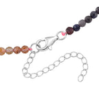 D'Joy - Multi Sapphire Adjustable Beads Necklace (Size - 18+2 Ext) in Rhodium Overlay Sterling Silver 28.00 Ct._8577198_4