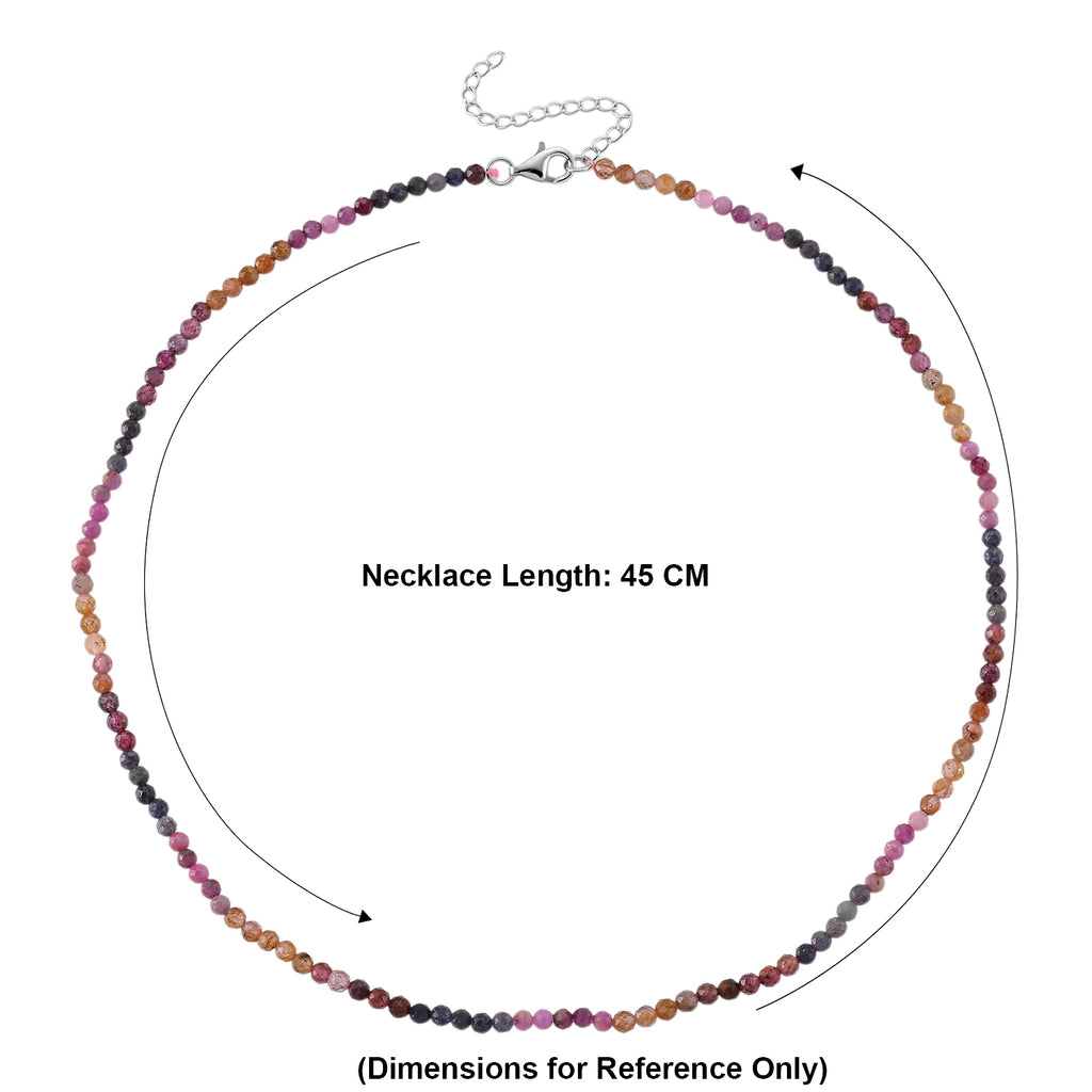 D'Joy - Multi Sapphire Adjustable Beads Necklace (Size - 18+2 Ext) in Rhodium Overlay Sterling Silver 28.00 Ct._8577198_5