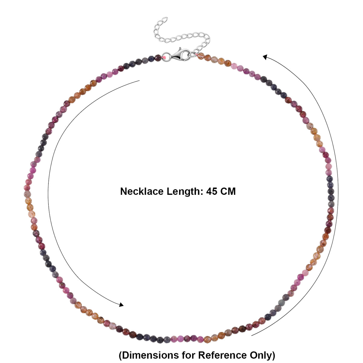 Multi Sapphire Adjustable Beads Necklace (Size - 18+2 Ext) in Rhodium Overlay Sterling Silver 28.00 Ct. V32514940 6