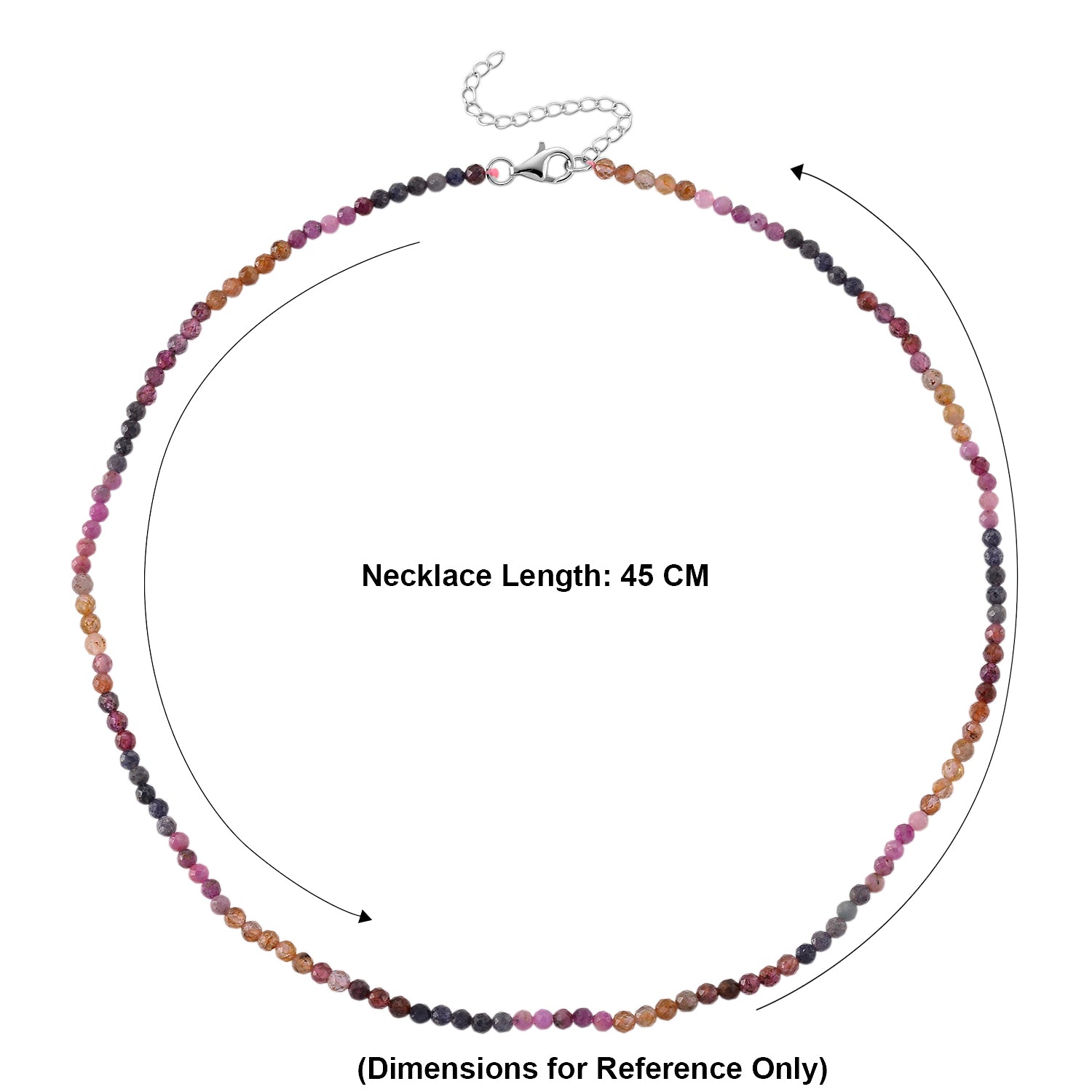 Multi Sapphire Adjustable Beads Necklace (Size - 18+2 Ext) in Rhodium Overlay Sterling Silver 28.00 Ct. V32514940 6
