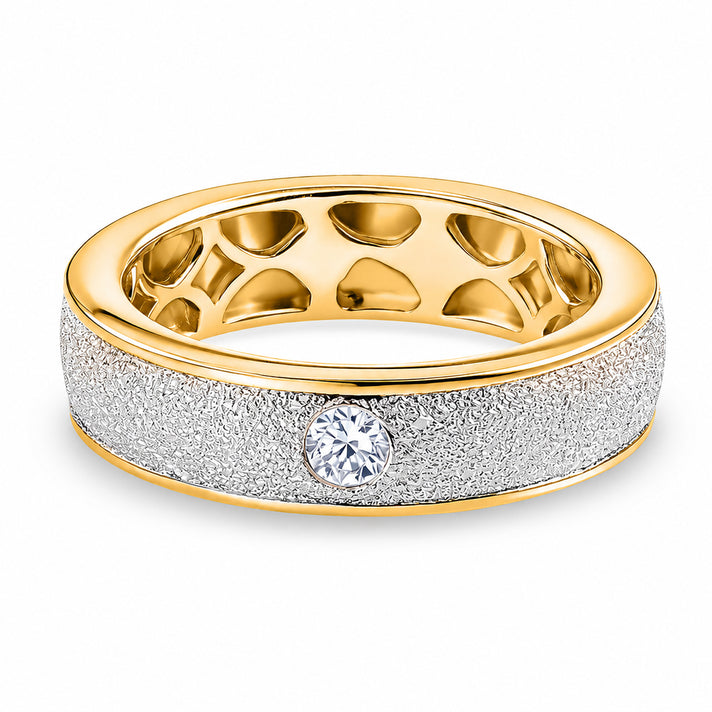 LUXURIANT Lab Grown Diamond Sandblasted Solitaire Band Ring in 18K Vermeil Yellow Gold Plated Sterling Silver (SI-G-H) 8577199 1