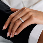 Luxuriant - Lab Grown Diamond (SI/G-H) Solitaire Band Ring in Rhodium Overlay & 18K Vermeil Yellow Gold Plated Sterling Silver_8577199_2