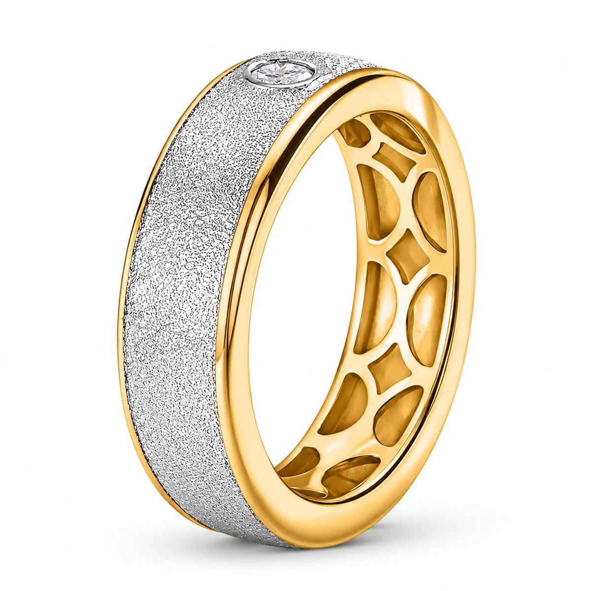 LUXURIANT Lab Grown Diamond Sandblasted Solitaire Band Ring in 18K Vermeil Yellow Gold Plated Sterling Silver (SI-G-H) 8577199 5