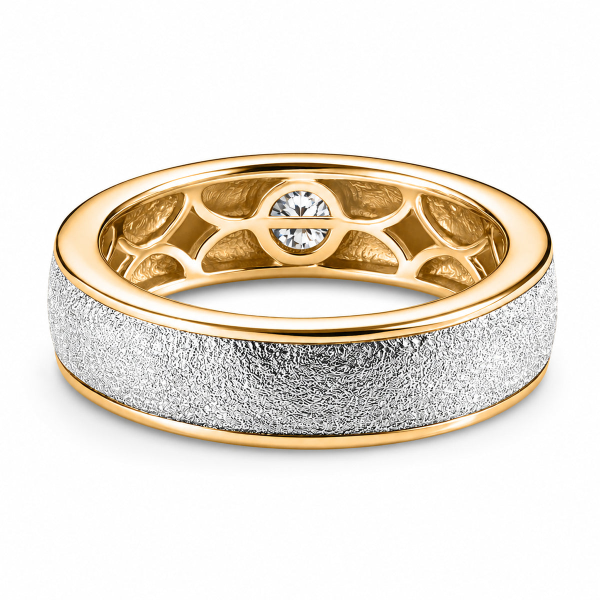LUXURIANT Lab Grown Diamond Sandblasted Solitaire Band Ring in 18K Vermeil Yellow Gold Plated Sterling Silver (SI-G-H) 8577199 6