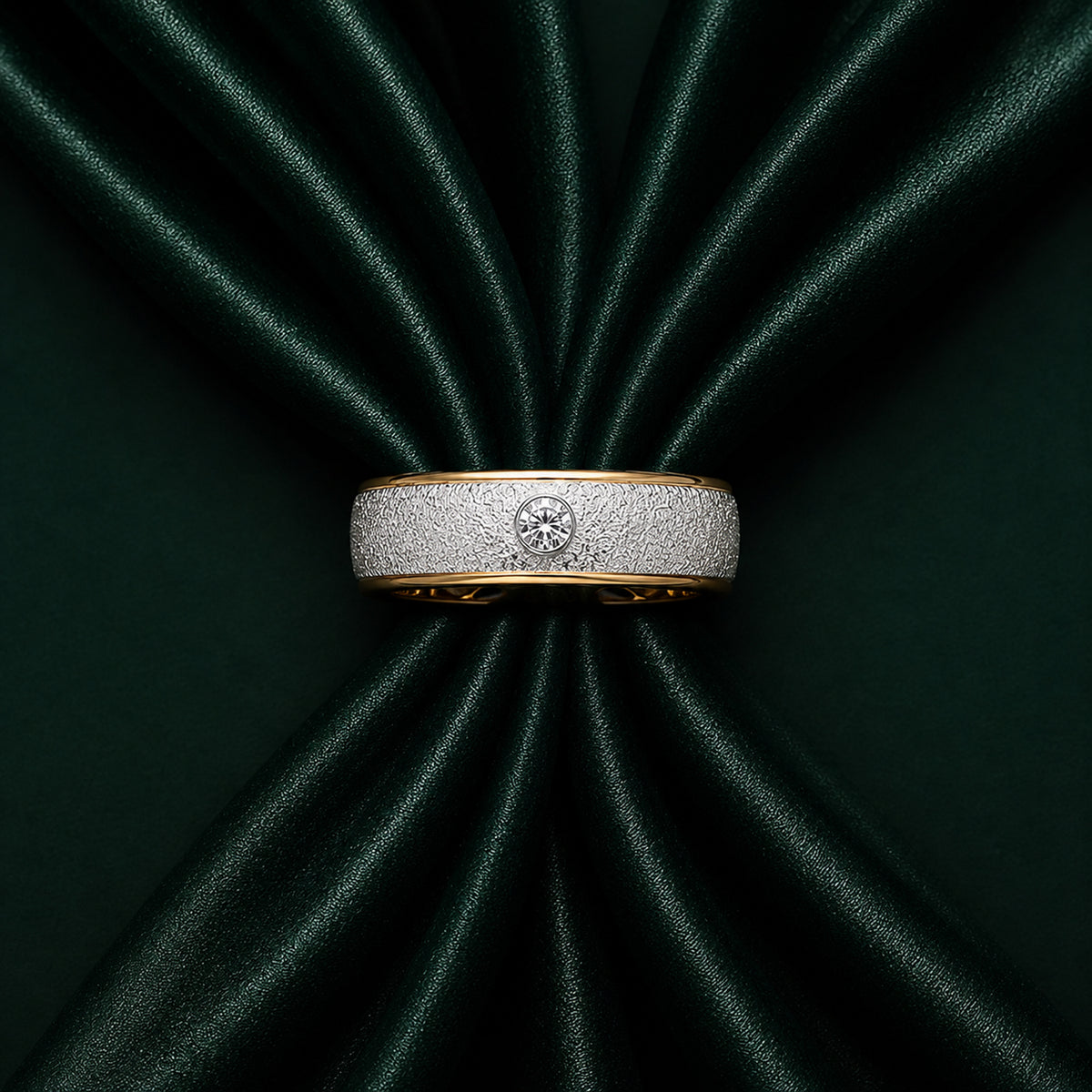 LUXURIANT Lab Grown Diamond Sandblasted Solitaire Band Ring in 18K Vermeil Yellow Gold Plated Sterling Silver (SI-G-H) 8577199 7