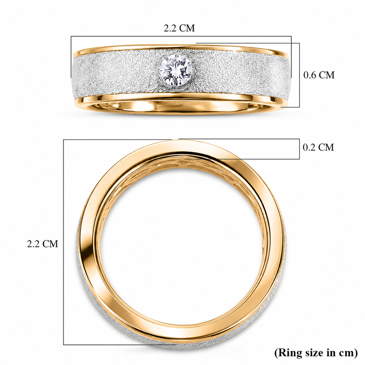 LUXURIANT Lab Grown Diamond Sandblasted Solitaire Band Ring in 18K Vermeil Yellow Gold Plated Sterling Silver (SI-G-H) 8577199 10