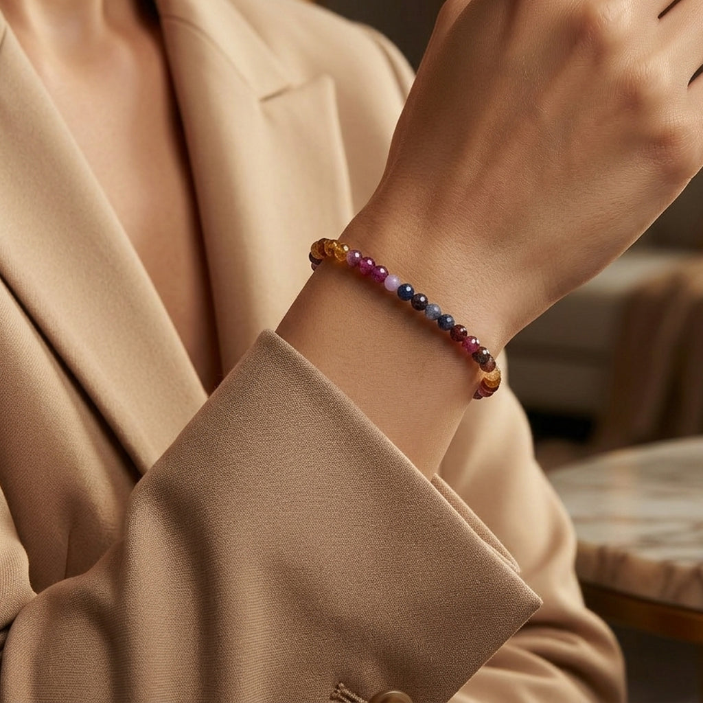 D'Joy - Multi Sapphire Adjustable Bracelet (Size - 7-2 Ext) in Rhodium Overlay Sterling Silver 15.00 Ct. V32347198 3