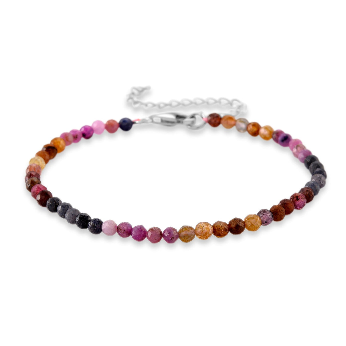 D'Joy - Multi Sapphire Adjustable Bracelet (Size - 7-2 Ext) in Rhodium Overlay Sterling Silver 15.00 Ct. V32347198 0