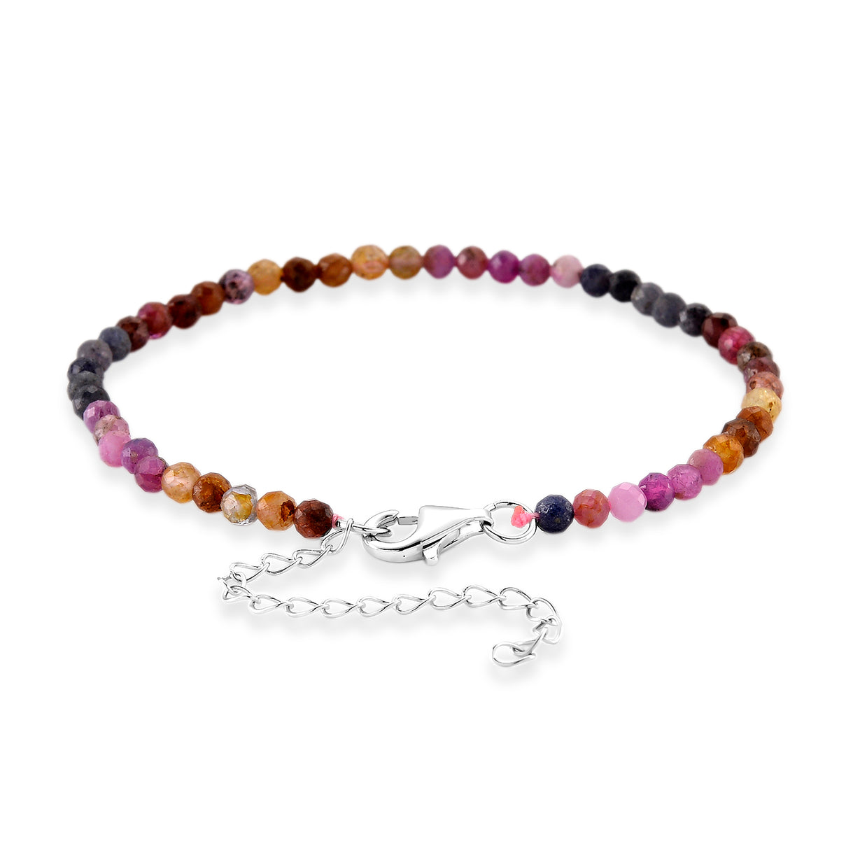 D'Joy - Multi Sapphire Adjustable Bracelet (Size - 7-2 Ext) in Rhodium Overlay Sterling Silver 15.00 Ct. 8577209 4