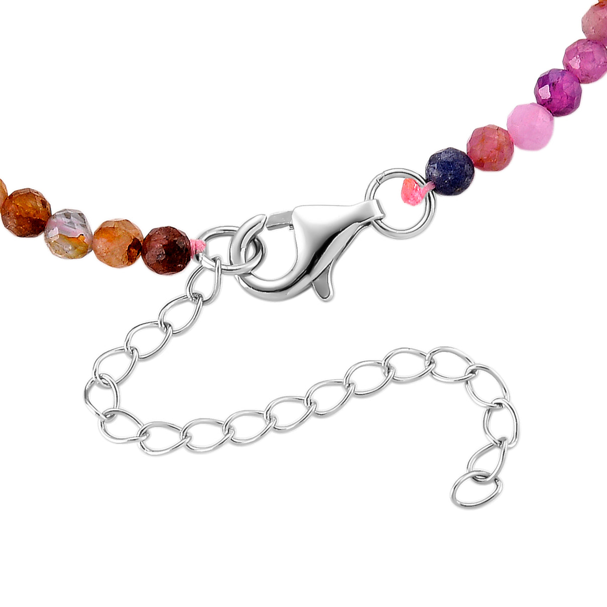 D'Joy - Multi Sapphire Adjustable Bracelet (Size - 7-2 Ext) in Rhodium Overlay Sterling Silver 15.00 Ct. 8577209 5