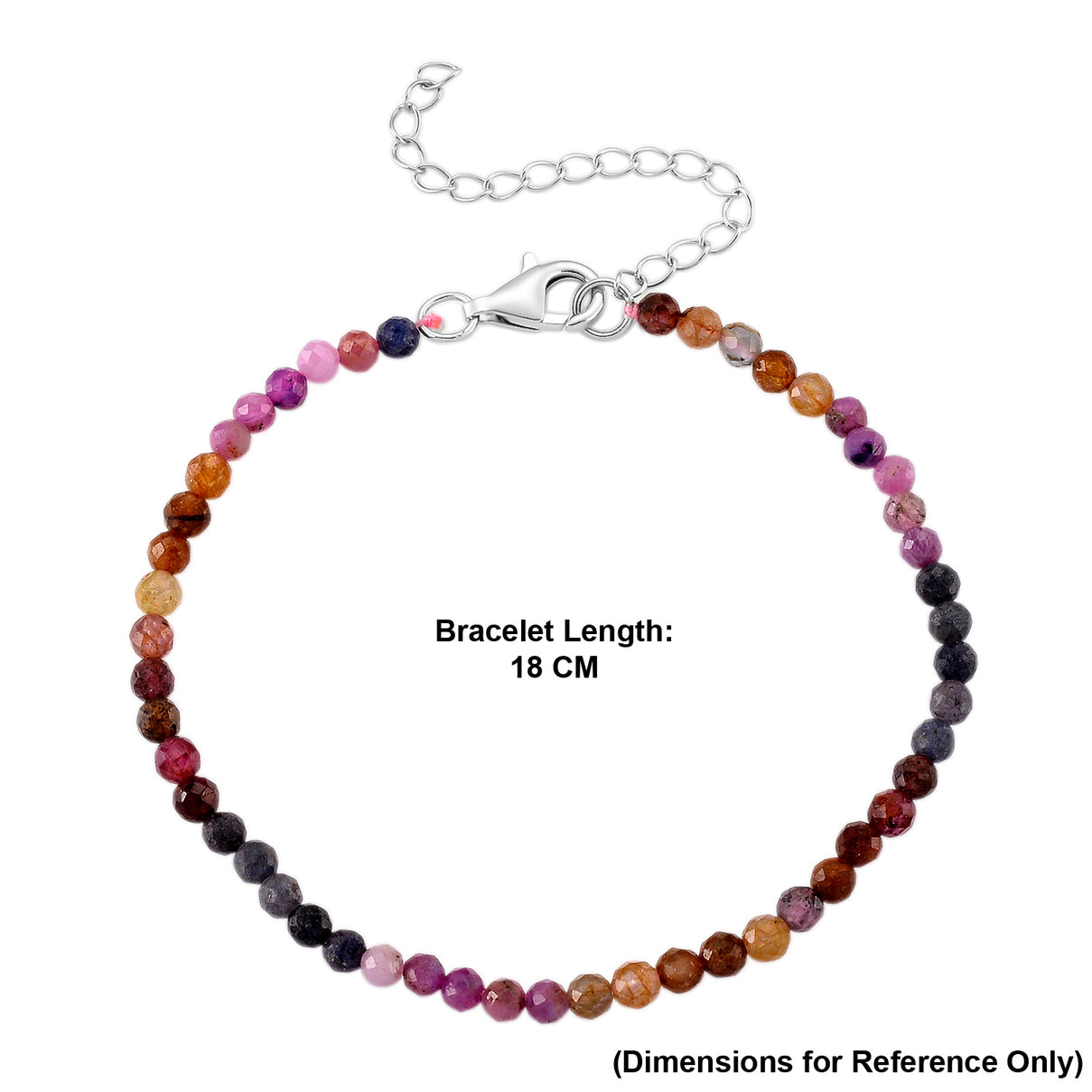 D'Joy - Multi Sapphire Adjustable Bracelet (Size - 7-2 Ext) in Rhodium Overlay Sterling Silver 15.00 Ct. 8577209 6