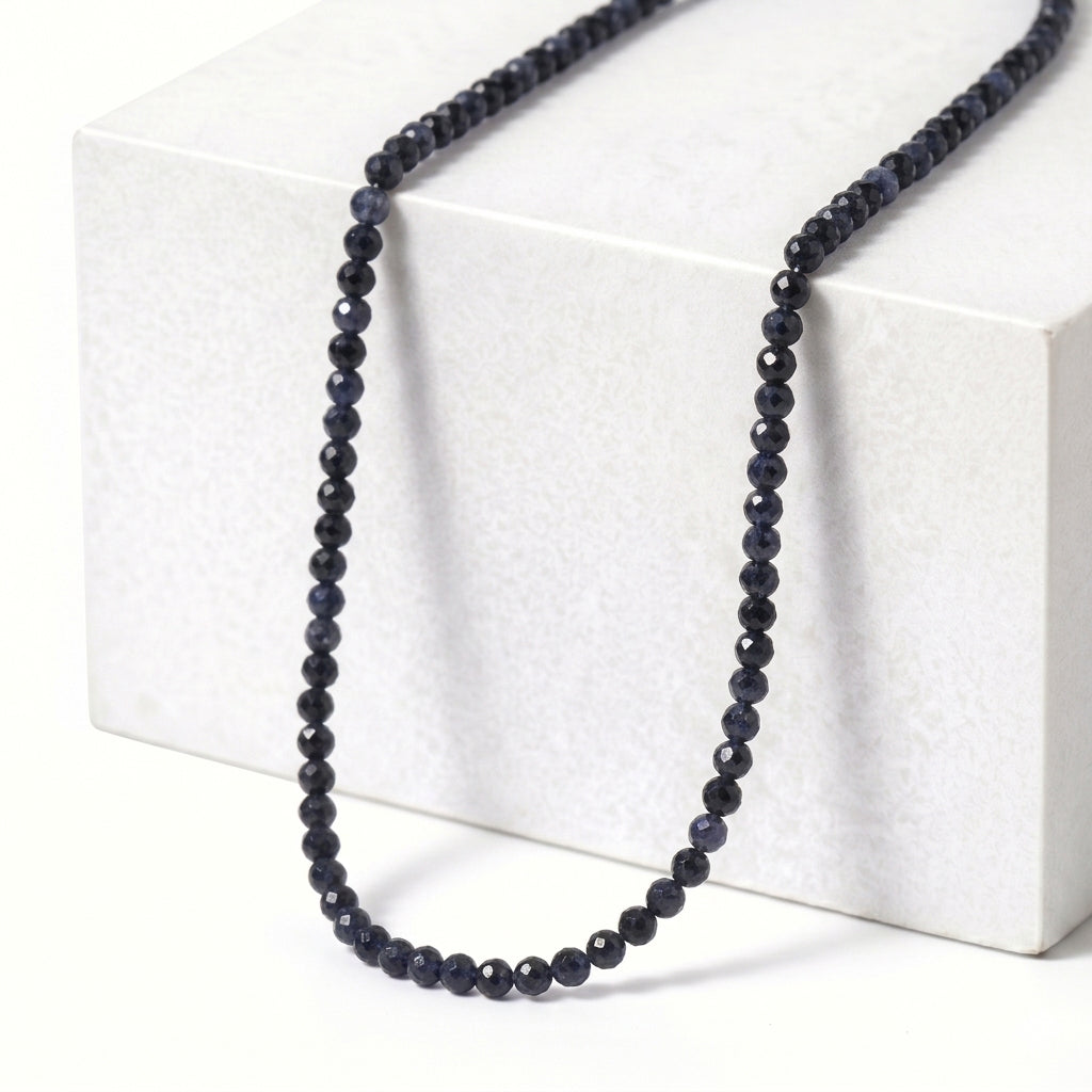 D'Joy - Ceylon Sapphire Adjustable Beads Necklace (Size - 18+2 Ext) in Rhodium Overlay Sterling Silver 12.00 Ct. V32489551 2