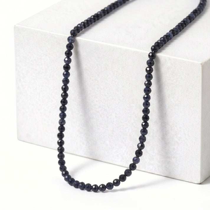 D'Joy - Ceylon Sapphire Adjustable Beads Necklace (Size - 18-2 Ext) in Rhodium Overlay Sterling Silver 12.00 Ct. 8577250 2