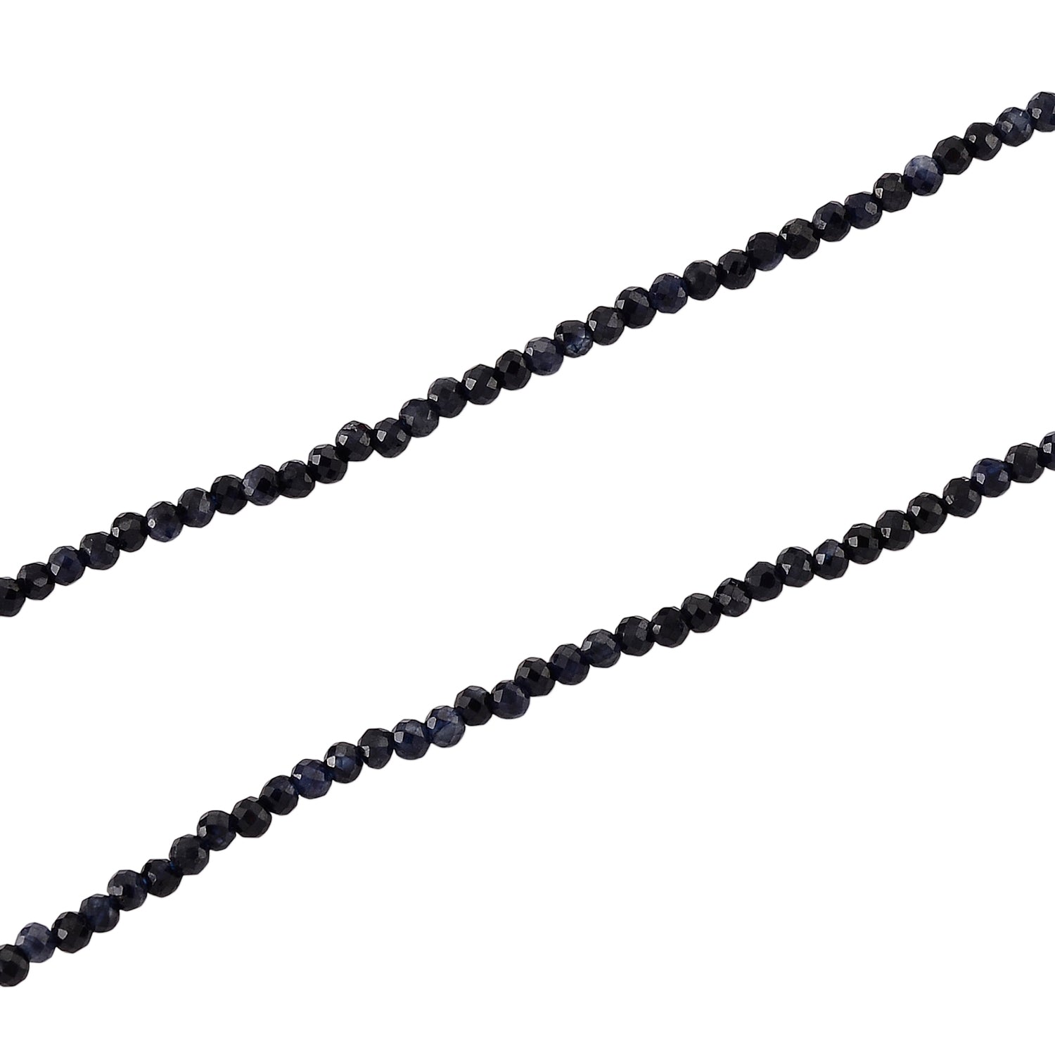 D'Joy - Ceylon Sapphire Adjustable Beads Necklace (Size - 18+2 Ext) in Rhodium Overlay Sterling Silver 12.00 Ct. V32489551 4