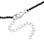 D'Joy - Ceylon Sapphire Adjustable Beads Necklace (Size - 18+2 Ext) in Rhodium Overlay Sterling Silver 12.00 Ct._8577250_4