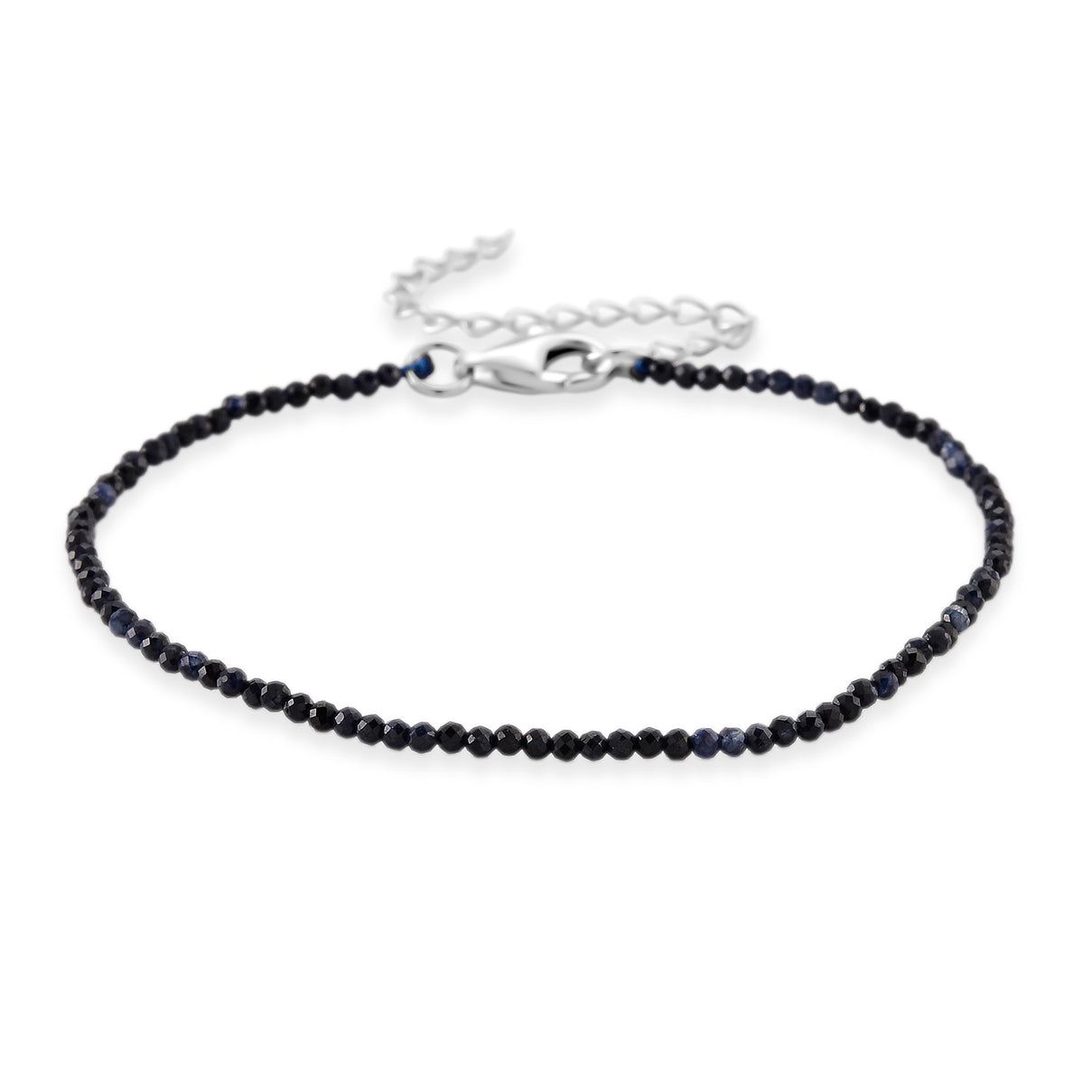 D'Joy - Ceylon Sapphire Adjustable Bracelet (Size - 7-2 Ext) in Rhodium Overlay Sterling Silver 4.00 Ct. 8577252 0