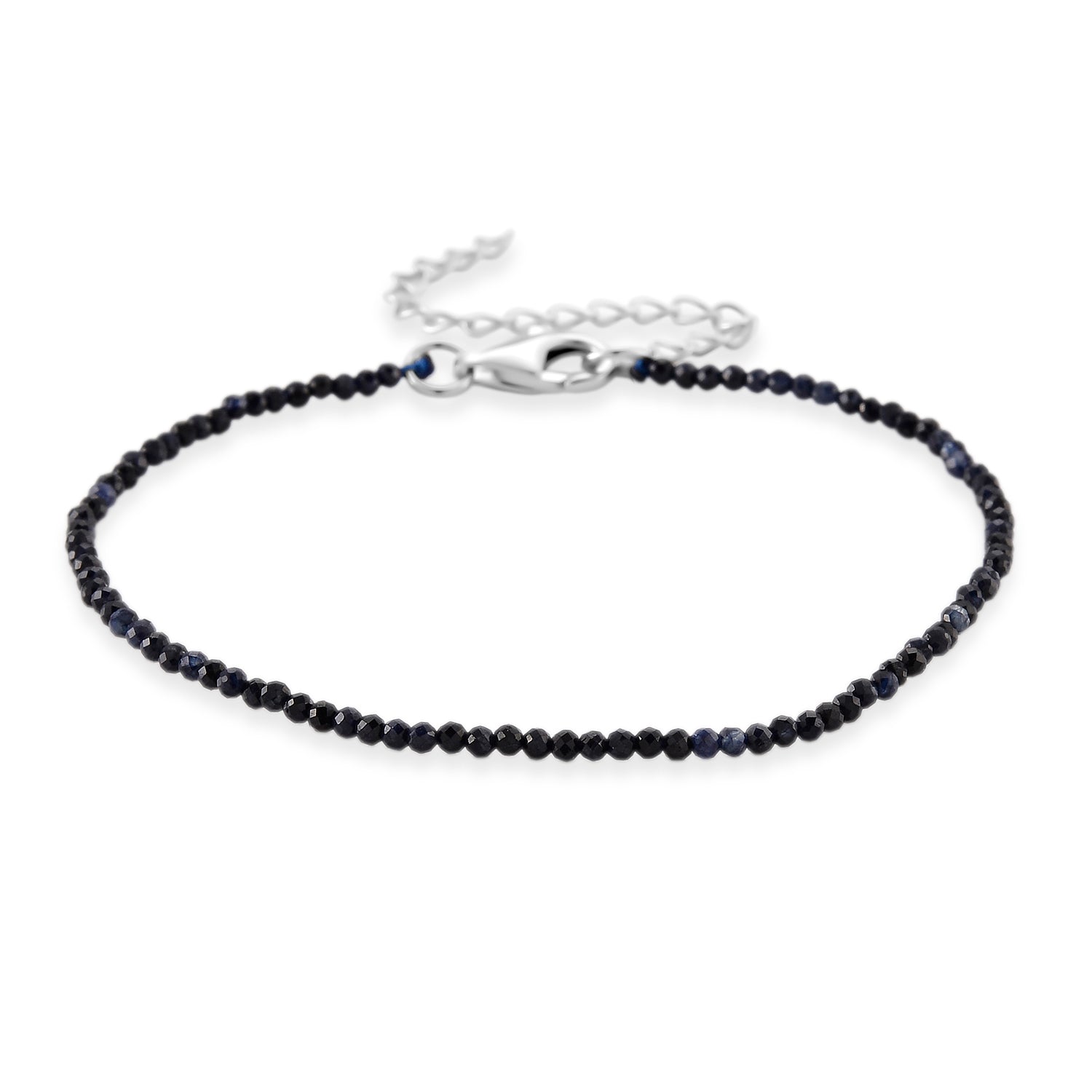 D'Joy - Ceylon Sapphire Adjustable Bracelet (Size - 7-2 Ext) in Rhodium Overlay Sterling Silver 4.00 Ct. 8577252 0
