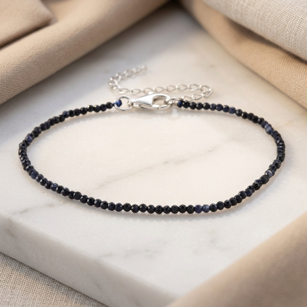 D'Joy - Ceylon Sapphire Adjustable Bracelet (Size - 7-2 Ext) in Rhodium Overlay Sterling Silver 4.00 Ct. 8577252 2