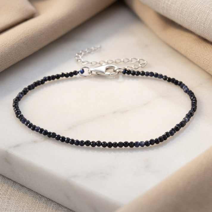 D'Joy - Ceylon Sapphire Adjustable Bracelet (Size - 7-2 Ext) in Rhodium Overlay Sterling Silver 4.00 Ct. 8577252 2