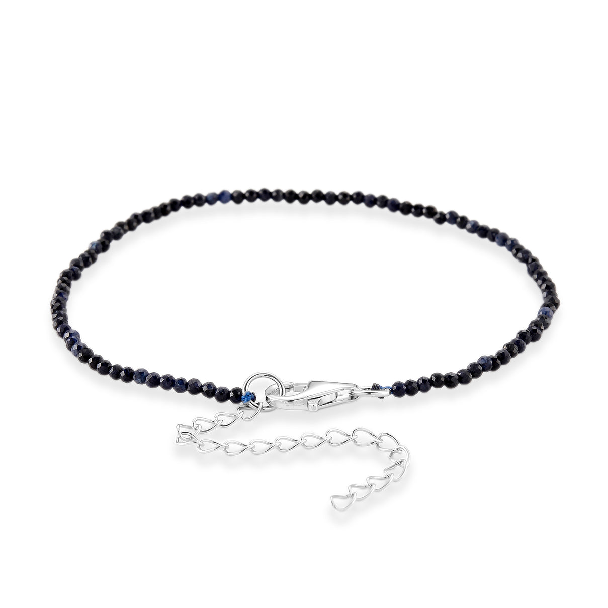 D'Joy - Ceylon Sapphire Adjustable Bracelet (Size - 7-2 Ext) in Rhodium Overlay Sterling Silver 4.00 Ct. 8577252 4