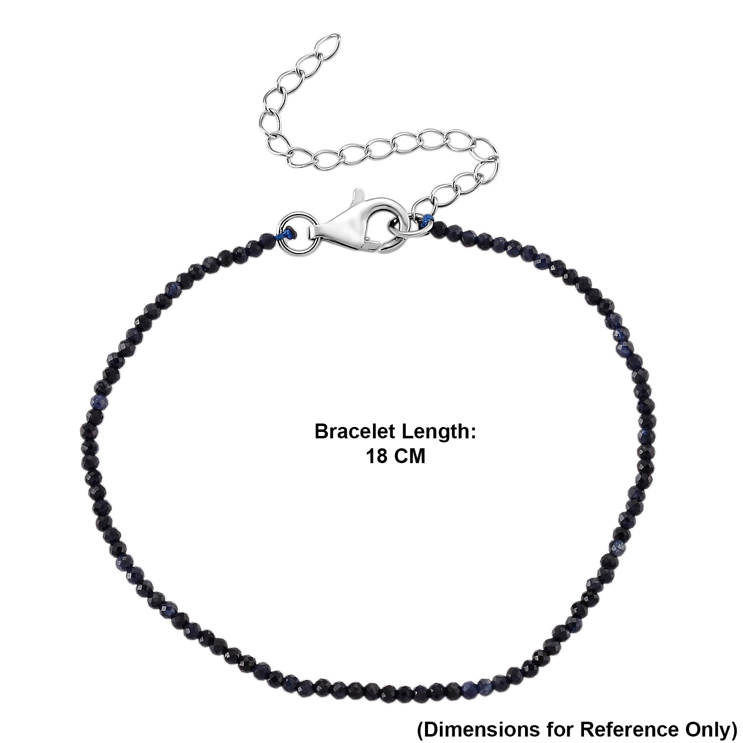 D'Joy - Ceylon Sapphire Adjustable Bracelet (Size - 7-2 Ext) in Rhodium Overlay Sterling Silver 4.00 Ct. 8577252 6