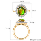 Luxuriant - Ammolite & Lab Grown Diamond (SI/G-H) Halo Ring in 18K Vermeil Yellow Gold Plated Sterling Silver 2.60 Ct._8577559_5