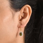 Luxuriant - Ammolite & Lab Grown Diamond (SI/G-H) Halo Earring with Lever Back in 18K Vermeil Yellow Gold Plated Sterling Silver 2.84 Ct._8577569_1