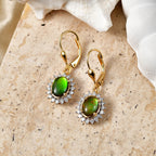 Luxuriant - Ammolite & Lab Grown Diamond (SI/G-H) Halo Earring with Lever Back in 18K Vermeil Yellow Gold Plated Sterling Silver 2.84 Ct._8577569_2