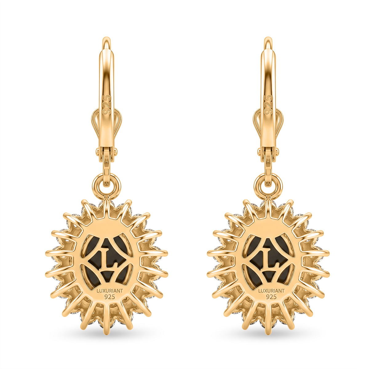 Luxuriant - Ammolite &amp; Lab Grown Diamond (SI-G-H) Halo Earring with Lever Back in 18K Vermeil Yellow Gold Plated Sterling Silver 2.84 Ct. 8577569 5