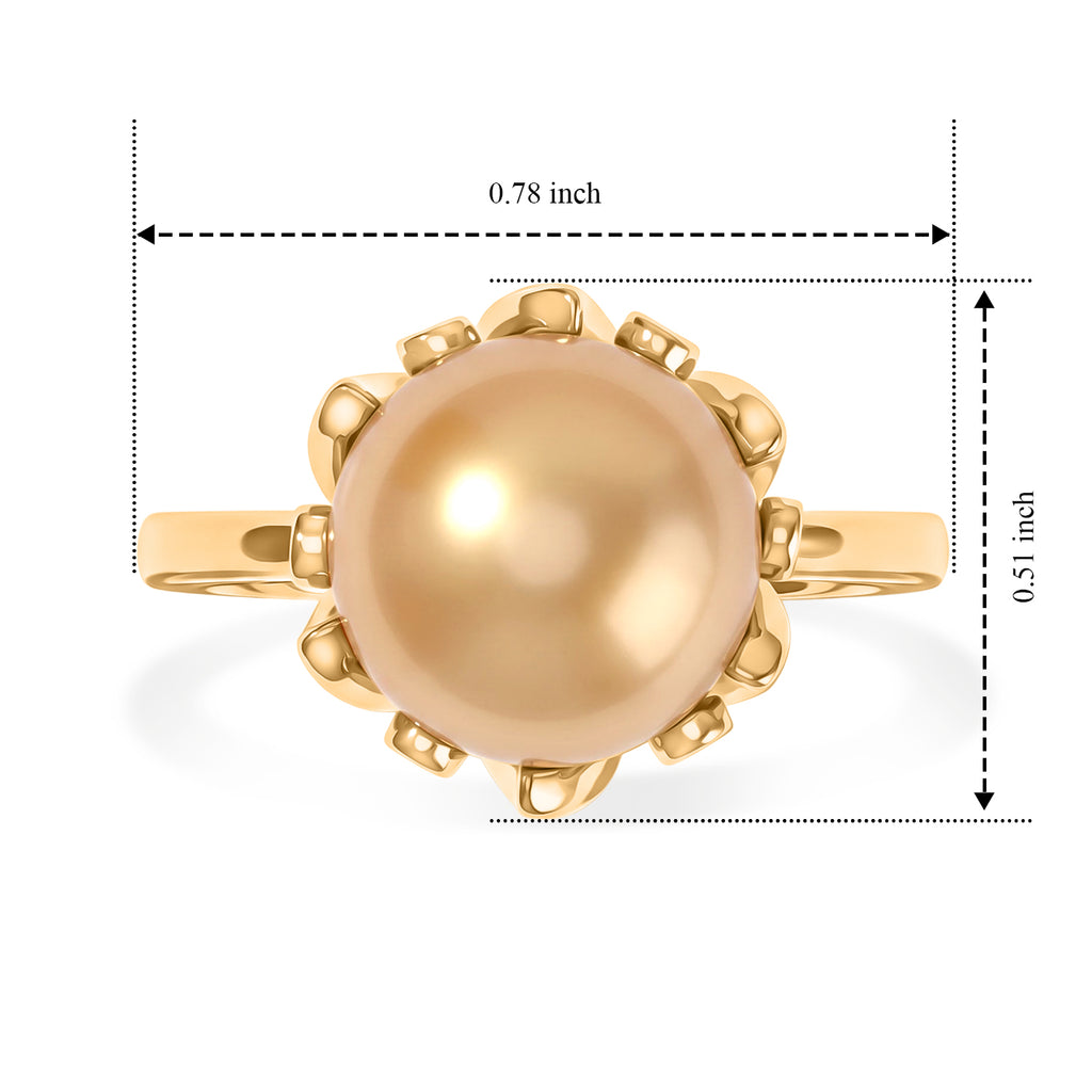 D'Joy - Golden South Sea Pearl (9-11mm) & White Zircon Halo Ring in 18K Vermeil Yellow Gold Plated Sterling Silver 8.60 Ct._8577591_6