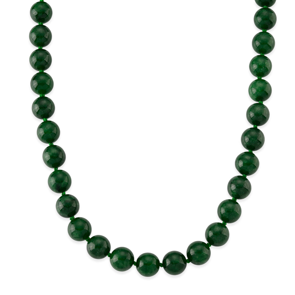 Green Jade (16MM) Necklace (Size - 20) with Magnetic Clasp in Rhodium Overlay Sterling Silver 1000.00 Ct._8577654