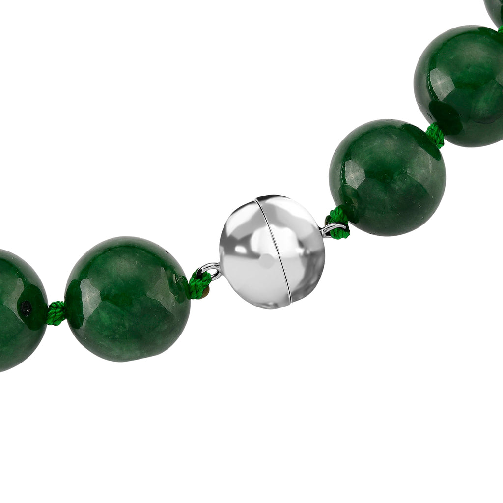 Green Jade (16MM) Necklace (Size - 20) with Magnetic Clasp in Rhodium Overlay Sterling Silver 1000.00 Ct._8577654_3