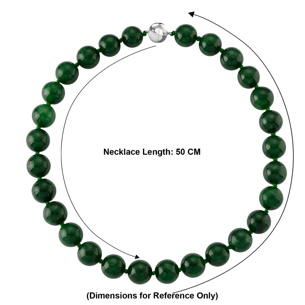 Green Jade (16MM) Necklace (Size - 20) with Magnetic Clasp in Rhodium Overlay Sterling Silver 1000.00 Ct. 8577654 5