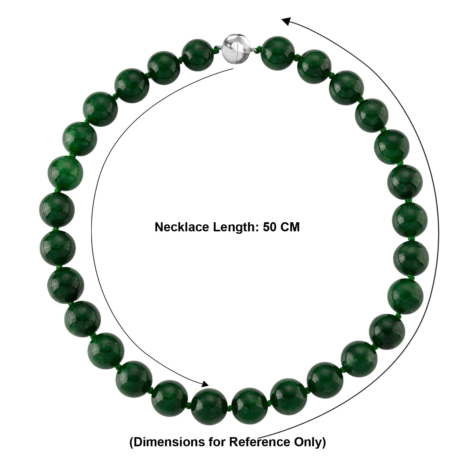 Green Jade (16MM) Necklace (Size - 20) with Magnetic Clasp in Rhodium Overlay Sterling Silver 1000.00 Ct. 8577654 5