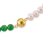 Close Out Deal-  Green Jade & White Fresh Water Pearl Beads Necklace (Size - 20) with Magnetic Lock in Yellow Gold Plated Sterling Silver 205.00 Ct._8577705_4