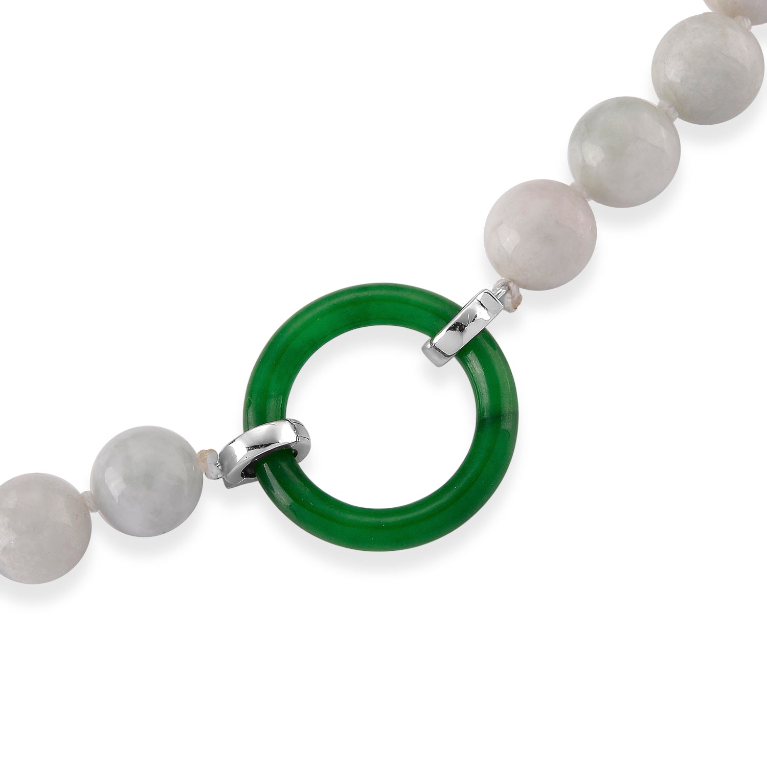 BIGGEST JADEITE DEAL - Green Jadeite &amp; Natural White Jadeite Beads Necklace (Size - 20) with Clasp in Rhodium Overlay Sterling Silver 410.00 Ct. V32512861 4